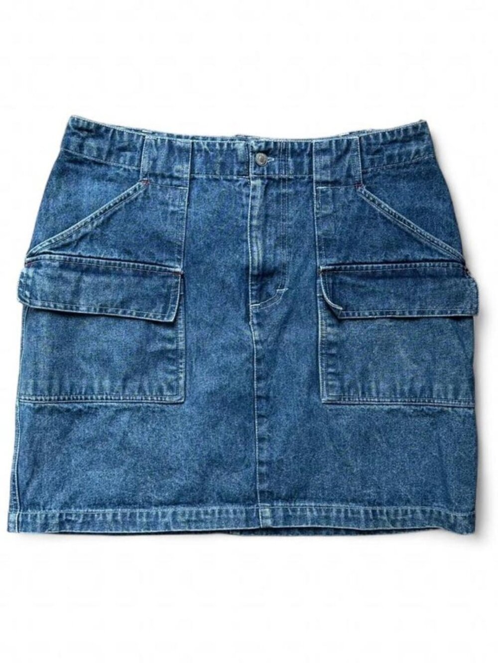 Vintage Denim Mini Skirt Square Pocket Military Style Size 7 90s